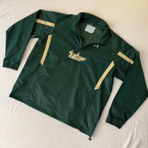Under Armour USF Bulls XL Green Gold 1/4 Zip Windbreaker Jacket